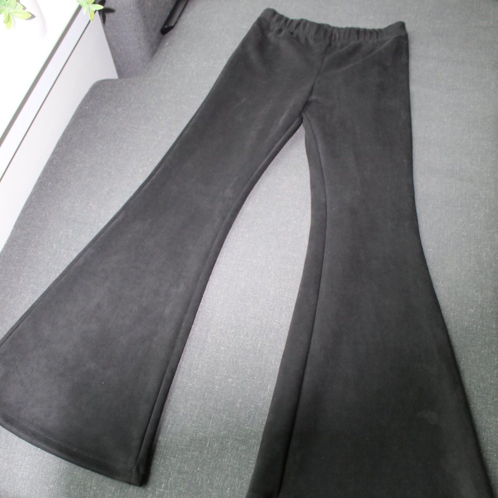 Black Suede Flare pants